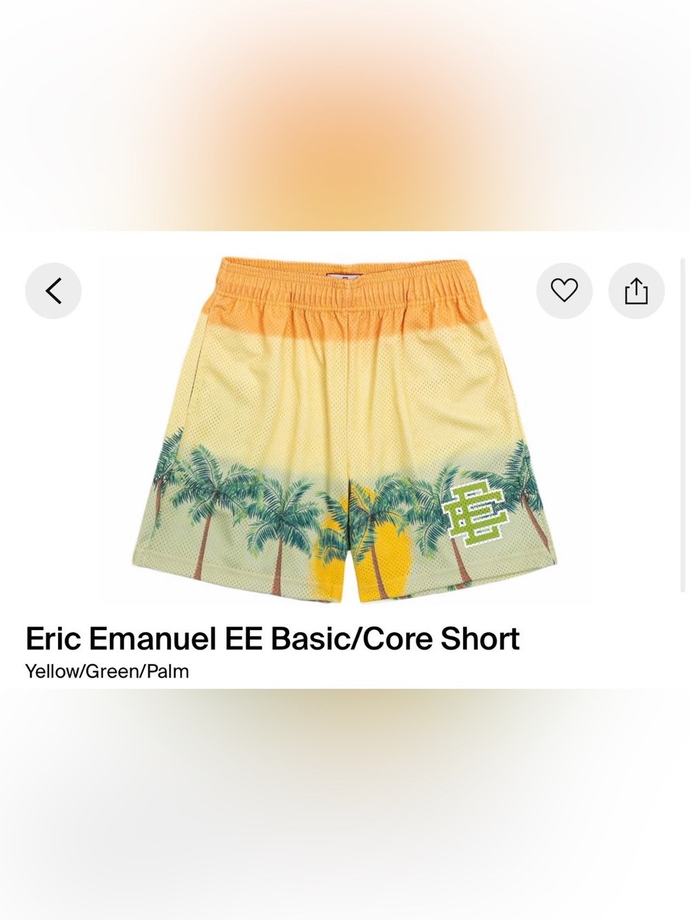 Eric Emanuel Yellow to Green Palm Mesh Athletic Shorts